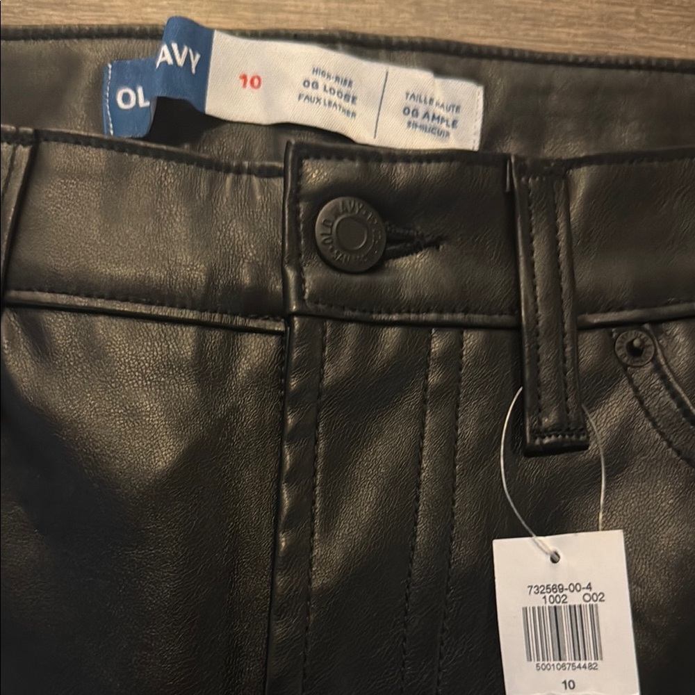 Old Navy Black Faux Leather Pants BNWT Size 10